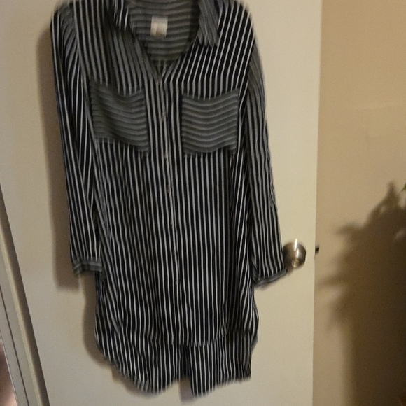 Chico's Black and White Buttoned Shirt Dress - Picture 1 of 1